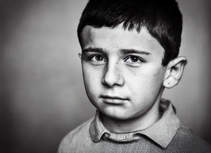 Prompt: professional fine detailed photo portrait of young vladimir zelenskiy from makhachkala, dagestan. kid vladimir zelenskiy in the postsoviet suburbia, iphone photo, instagram, black and white