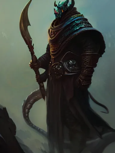 concept art of a dnd dragonborn warlock, intricate