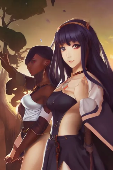 Image similar to isekai masterpiece by blade lovewn, hongbsws, mandy jurgens, irina french, rachel walpole, ross tran, illya kuvshinov, waterhouse, and alyn spiller of a beautiful black woman