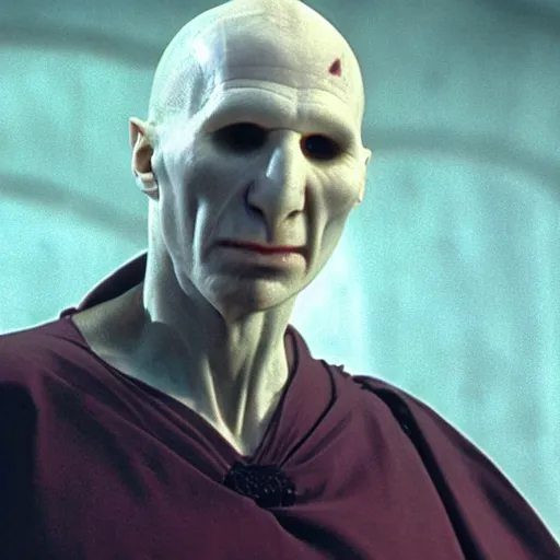 Image similar to film still of voldemort as a watermelon