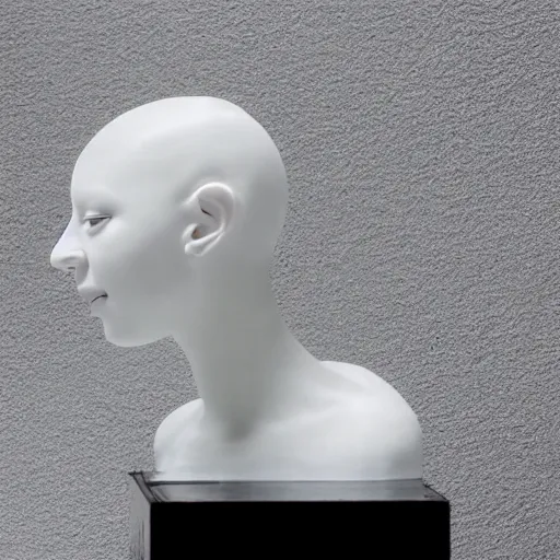 Image similar to female porcelain sculpture by daniel arsham and raoul marks, smooth, all white features on a white background