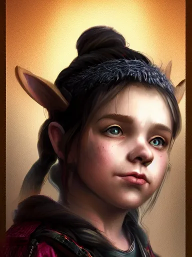 Image similar to dwarf girl, portrait, digital painting, elegant, beautiful, highly detailed, artstation, concept art