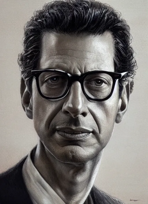 Image similar to portrait of jeff goldblum in the fly ( 1 9 8 6 ), depth of field, soft focus, highly detailed, intricate, realistic, national geographic cover, soft glow, textured, artstation, concept art, sharp focus, illustration, art by artgerm and greg rutkowski and earl norem