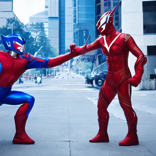 Prompt: ultraman fighting, photo realisitc, photography, tv show