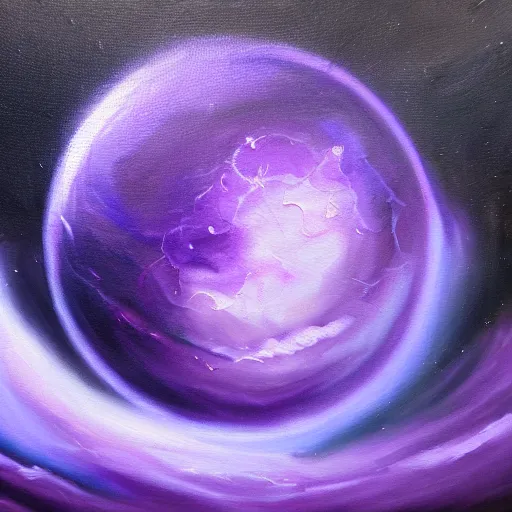 Prompt: purple mystical planet, oil painting, detailed, brush strokes, vivid, gothic, dark, brooding