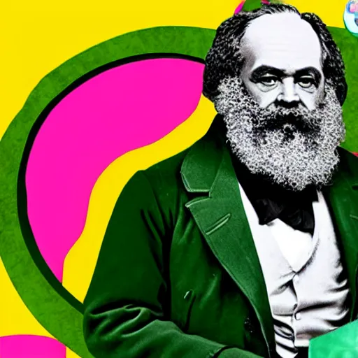 Image similar to Karl Marx being slimed in the Kid Choice Awards