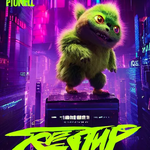 Image similar to high quality 3 d render cyberpunk very tennis ball monster highly detailed, unreal engine cinematic smooth, in the style of blade runner & detective pikachu, hannah yata charlie immer, purple light, low angle, uhd 8 k, sharp focus