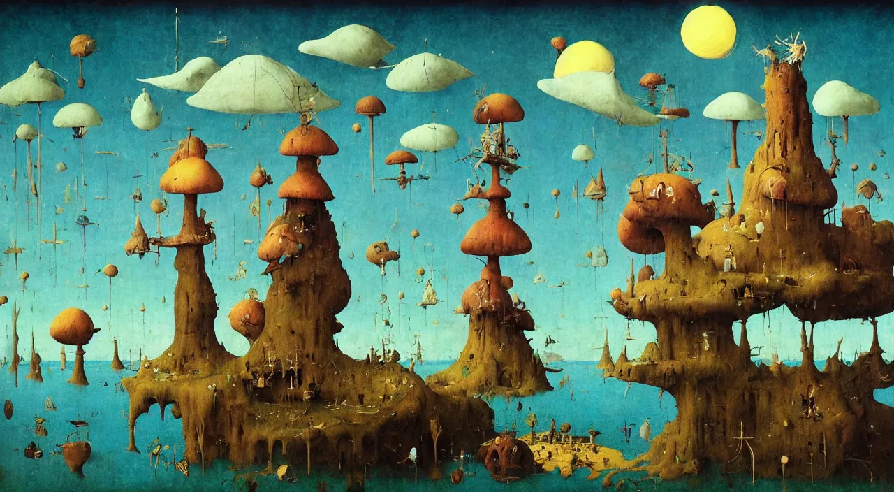 Image similar to single flooded simple!! toadstool tower anatomy, very coherent and colorful high contrast masterpiece by norman rockwell franz sedlacek hieronymus bosch dean ellis simon stalenhag rene magritte gediminas pranckevicius, dark shadows, sunny day, hard lighting