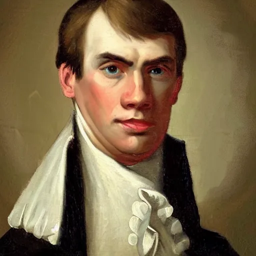 Image similar to An 18th century oil painting of Jerma985 in the mid-late 1700s, portrait of Jerma985, grainy, realistic, very realistic, hyperrealistic, highly detailed, very detailed, extremely detailed, very neat, very epic, very cool, detailed, trending on artstation