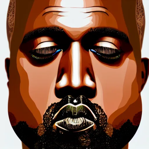 Image similar to an extremely psychedelic portrait of kanye west, surreal, lsd, face, detailed, intricate, elegant, lithe, highly detailed, digital painting, artstation, concept art, smooth, sharp focus, illustration,