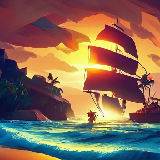 Image similar to painting treasure on sea of thieves game smooth median photoshop filter cutout vector, behance hd by jesper ejsing, by rhads, makoto shinkai and lois van baarle, ilya kuvshinov, rossdraws global illumination