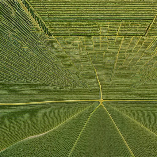 Image similar to hyperrealistic dslr film still of overhead view of sophisticated corn maze, stunning 8 k octane comprehensive 3 d render, inspired by istvan sandorfi & greg rutkowski & unreal engine, perfect symmetry, dim volumetric cinematic lighting, extremely hyper - detailed, incredibly real lifelike attributes & flesh texture, intricate, masterpiece, artstation, stunning