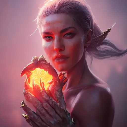 Image similar to half-crab sorceress, volcano, ultra realistic, concept art, intricate details, eerie, highly detailed, photorealistic, octane render, 8k, unreal engine. art by Artgerm and Greg Rutkowski