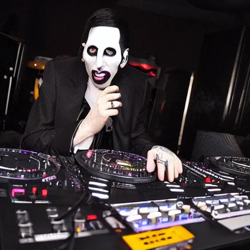 Prompt: marilyn manson on the dj decks