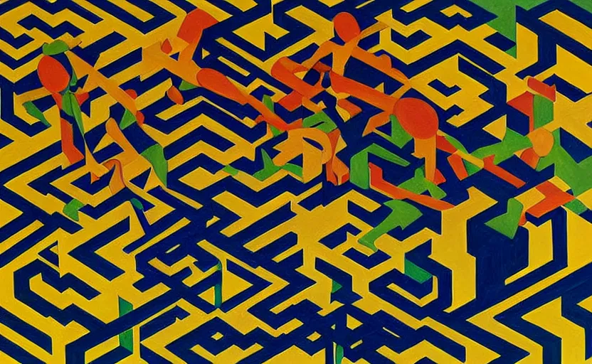 Image similar to close up of twisting arms and legs. detailed abstract painting by josef albers, by mc escher, by raqib shaw, japanese popsurrealism,