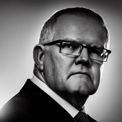 Image similar to ultrarealistic photo of former prime minister scott morrison lurking in the shadows in the style of film noir, wide angle, 8 k, raw, unedited, symmetrical balance, in - frame