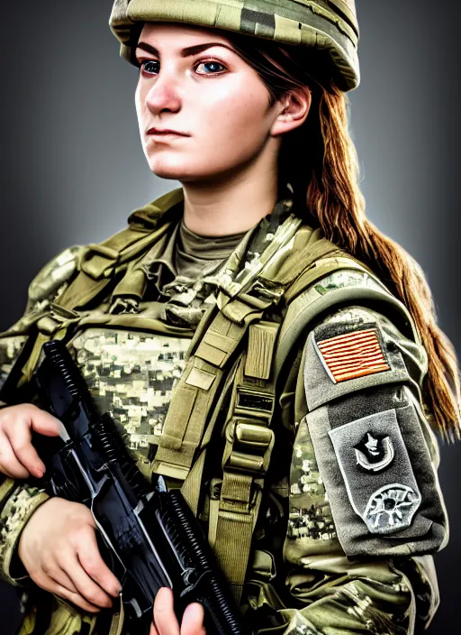 Premium Photo  Illustration of a beautiful female soldier in a