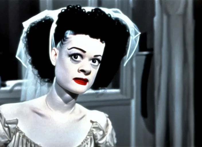 Image similar to bride of frankenstein ( 1 9 3 5 ) as a teen, still from john hughes movie sixteen candles