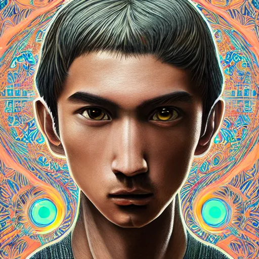 Prompt: ultra realist intricate detailed painting of a single attractive male on an alien world, symmetry accurate features, very intricate details, focus, high resolution, 4 k, artstyle alex ries and hiraku tanaka, award winning