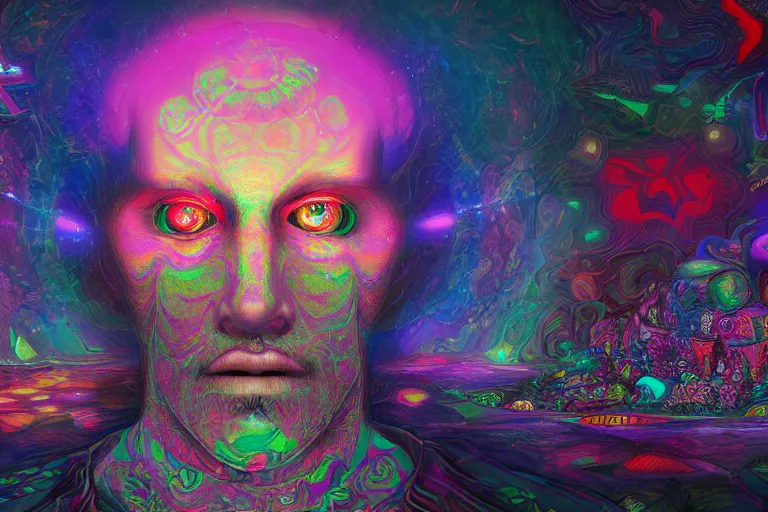 Prompt: third - eye visions, psychedelic art, artist interpretation, psychedelic interpretation, hallucinatory art, cgsociety contest winner, artstation hd, 4 k