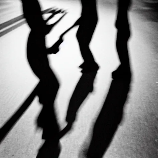 Image similar to an abstract photograph of two male shadowy figures, motion blur, 35 mm, black-and-white