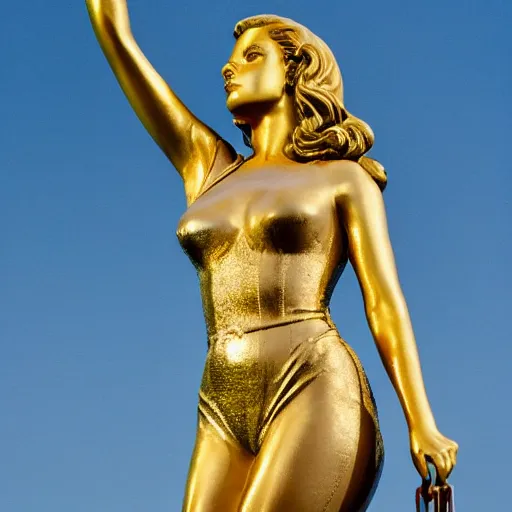 Prompt: golden statue of lana del rey