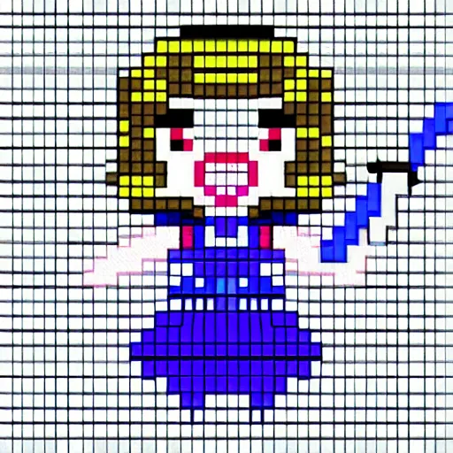 pixel art waifu, grid, pixelated, Stable Diffusion