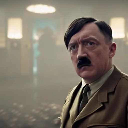 Image similar to a film still of adolf hitler in detective pikachu