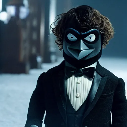 Prompt: Peter Dinklage as the Penguin in a Batman film, cinematic quality, 8k, cinematic lighting, dramatic, photo realistic