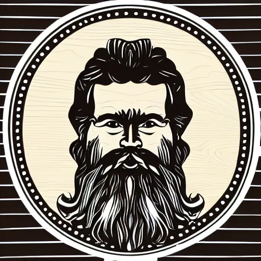 Prompt: wooden bowl, bearded man, woodlathe, vector art