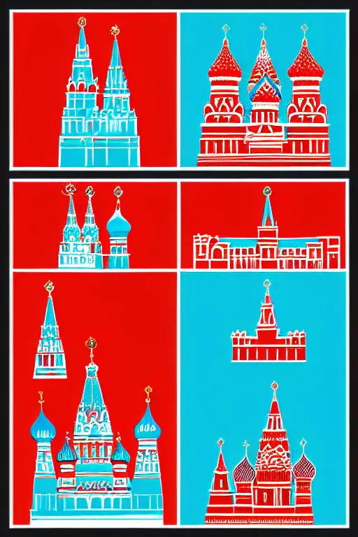 Image similar to minimalist boho style art of colorful moscow red square, illustration, vector art