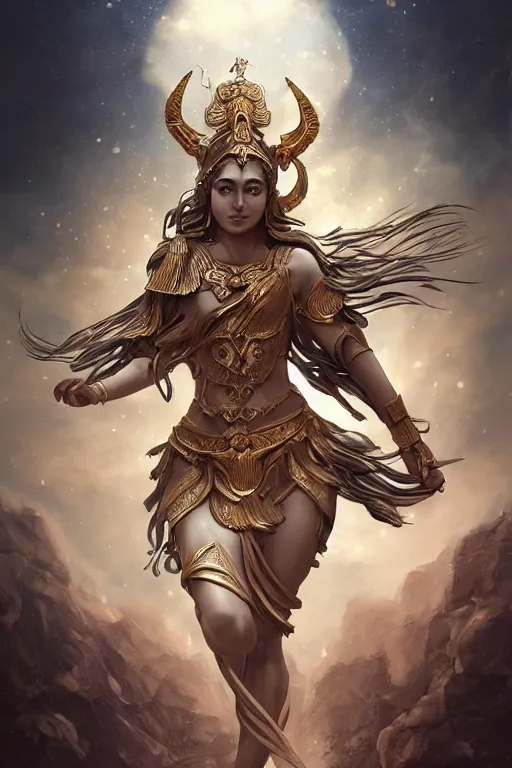 Image similar to goddess athena dancing in the wind, zodiac knight, beautiful, ethereal, gorgeous, volumetric lighting, elegant, fluid, highly detailed, digital painting, concept art, highly detailed, smooth, illustration, limited color palette, atmosphere and tension, trending on artstation