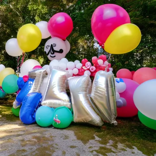 Prompt: photo of bretagne with giant birthday balloons