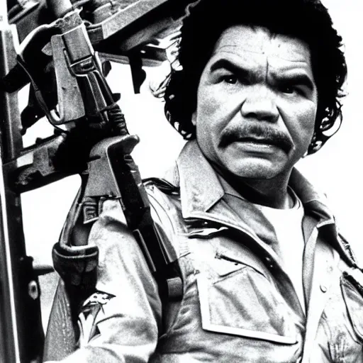 Image similar to George Lopez dressed as a Colonial Marine from Aliens (1986).