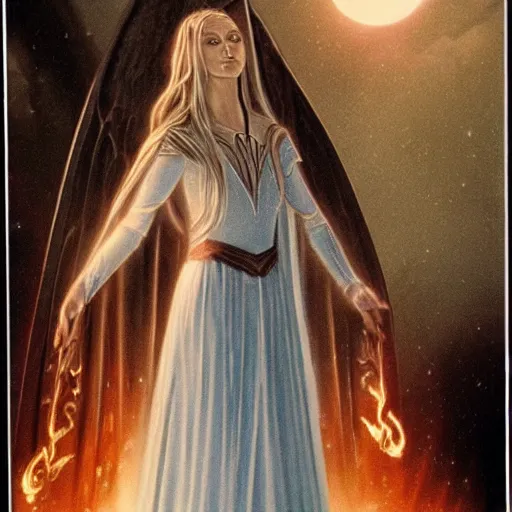 Image similar to galadriel bowing before sauron