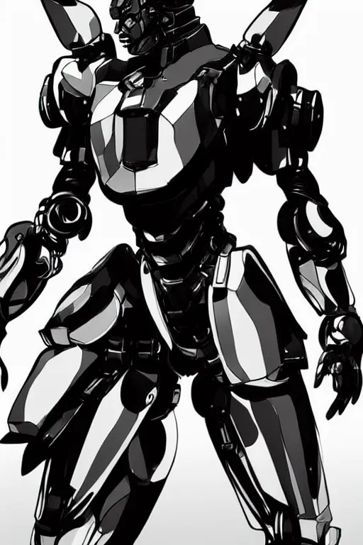 Image similar to fashion robot character design by yoji shinkawa, sharp lines, highly detailed, full body shot