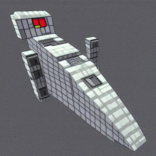 Prompt: gray minecraft spaceship