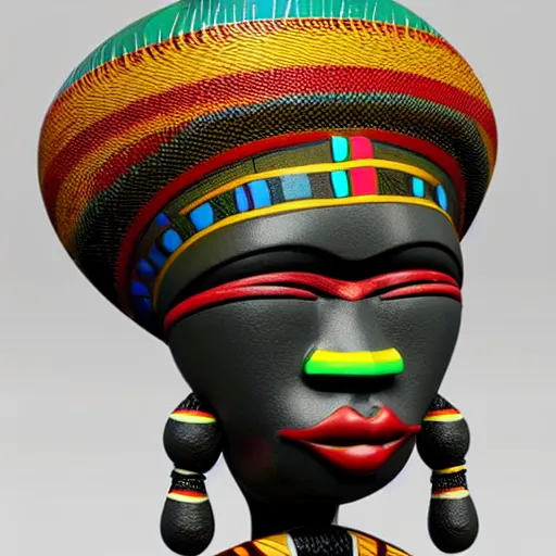 Prompt: african tribal chief vinyl art toy, detailed product photo, 3 d render,