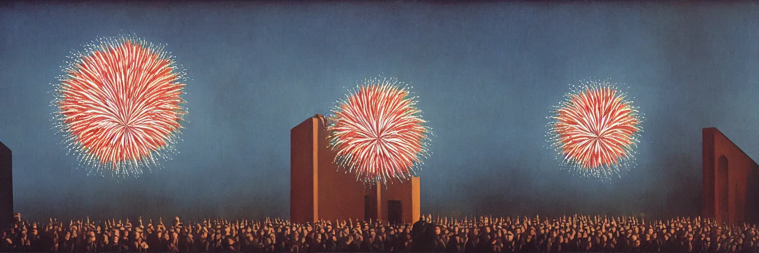 Image similar to fireworks painting magritte