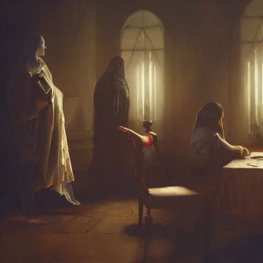 Prompt: menacing secrets of orphic hymns, franz vohwinkel, 8 k resolution, dramatic lighting, cinematic, detailed