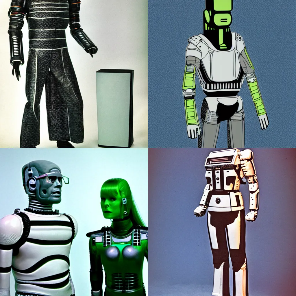 Prompt: a Borg drone wearing clothing from the 1970s