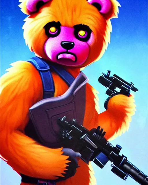 Prompt: cuddle team leader from fortnite, character portrait, portrait, close up, highly detailed, intricate detail, amazing detail, sharp focus, vintage fantasy art, vintage sci - fi art, radiant light, caustics, by boris vallejo