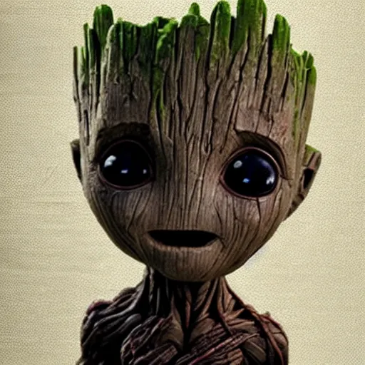 Image similar to baby groot robot dark