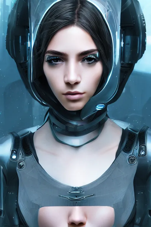 Image similar to heroine, beautiful, cyberpunk futuristic female, ultra detailed, digital art, 8 k, character, realistic, portrait, hyperrealistic