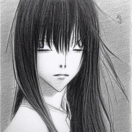 Prompt: a lonely girl by takehiko inoue. pencil sketch.