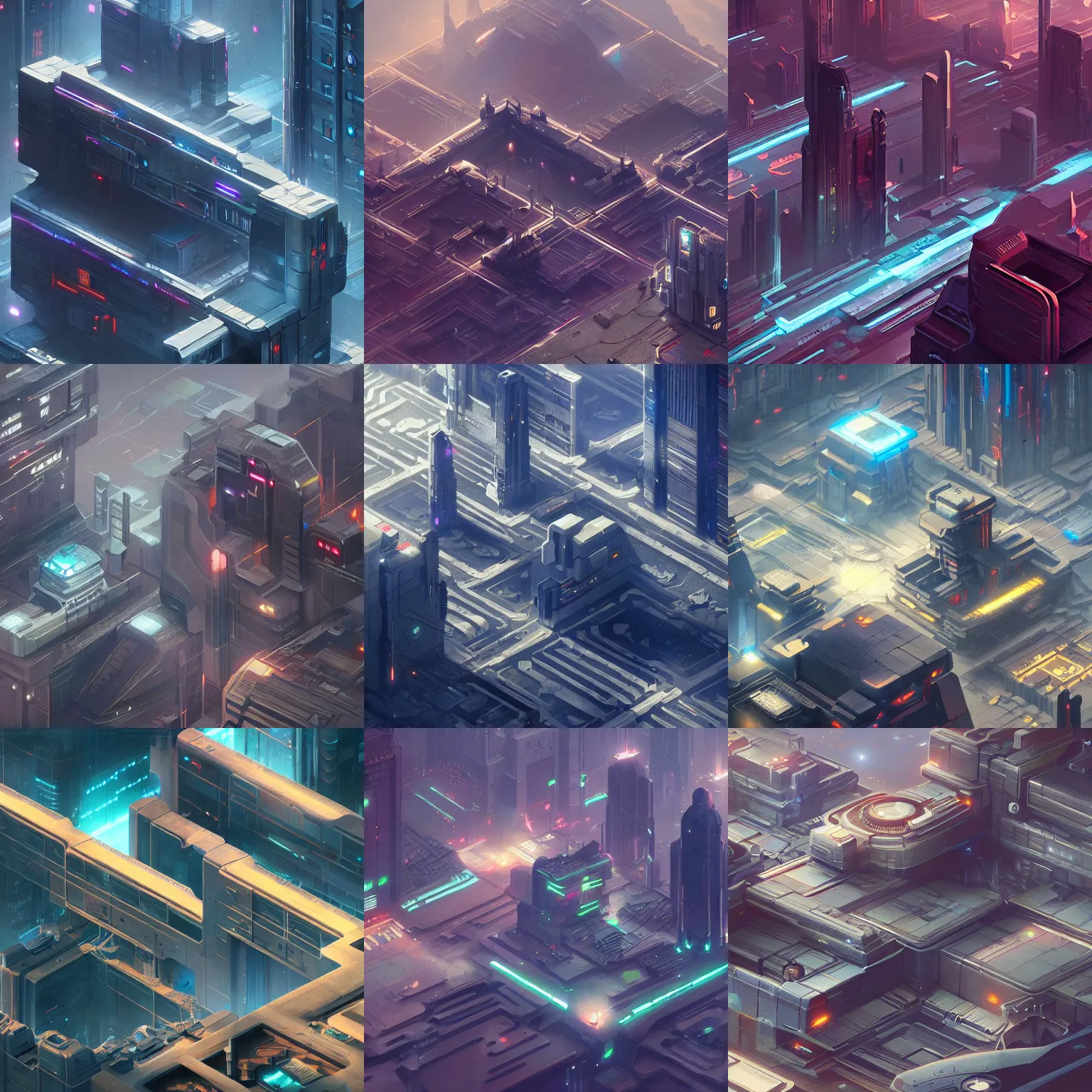 Image similar to sci-fi city. isometric view, Unreal Engine, Greg Rutkowski, ArtStation