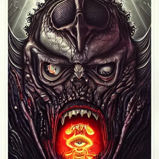 Image similar to doom giger elden ring demonic hell portrait of satan, Pixar style, by Tristan Eaton Stanley Artgerm and Tom Bagshaw.