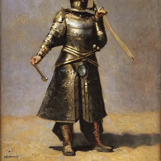 Image similar to heroine in full plate armour by alfred stevens