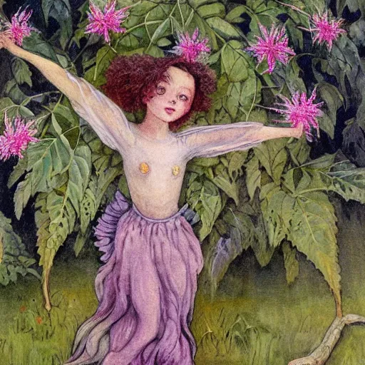 Image similar to castor oil plant fairy by Cicely Mary Barker