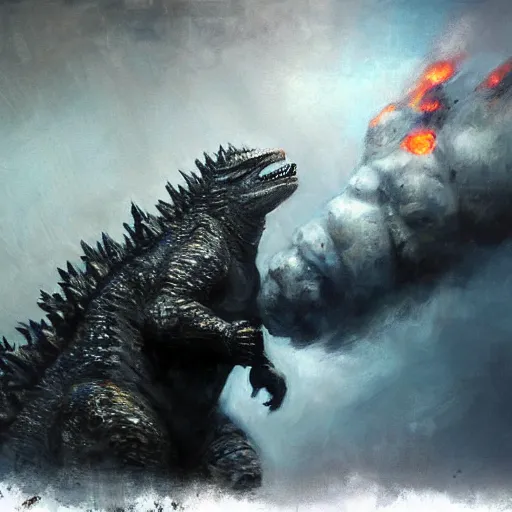 Prompt: godzilla painted by jeremy mann, highly derailed